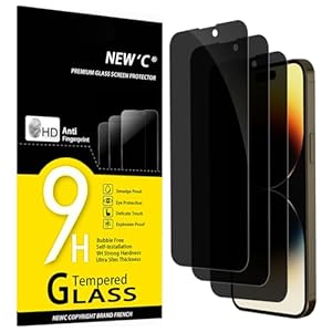 NEW'C 3 Stück, Sichtschutz für iPhone 14 Pro Max für Panzerglas (6,7 Zoll) für Panzerglas, Verbesserter 28-Grad-schutzwinkel, Ultra-Haltbare 9H Härte, Blasenfrei