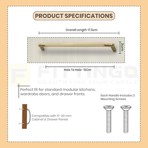 Image of 6 Inch Premium Cabinet Handles Zinc Alloy Material, 1341 B Antique with Gold Finish, Durable Drawer Pulls for Kitchen Cabinets, Cupboards, Wardrobes & Furniture Hardware - Pack of 2