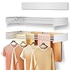 Wall Mounted Clothes Drying Rack Folding Indoor Foldable Laundry Drying Rack CollapsibleInvisible Space Saving Retractable Towel Drying Rack 5 Drying Rods White 32