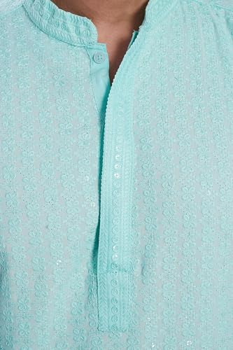 Image of DIVISIVE Men's Sequince Embroidered Cotton Blend Only Slim Fit Kurta