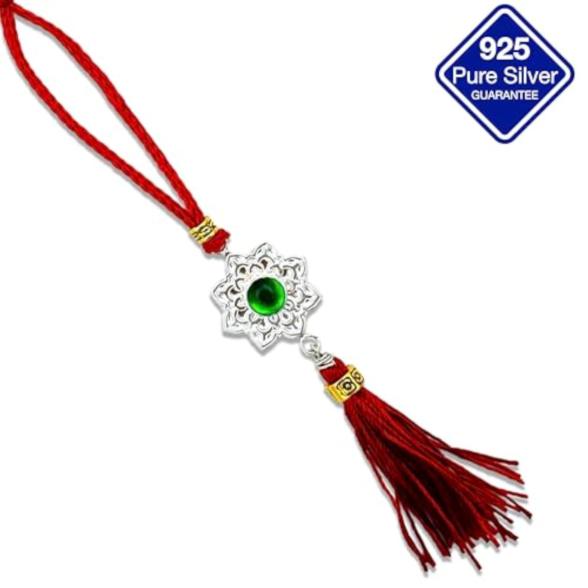 925 Pure Silver Lumba Rakhi, Couple Rakhi Set with Certificate