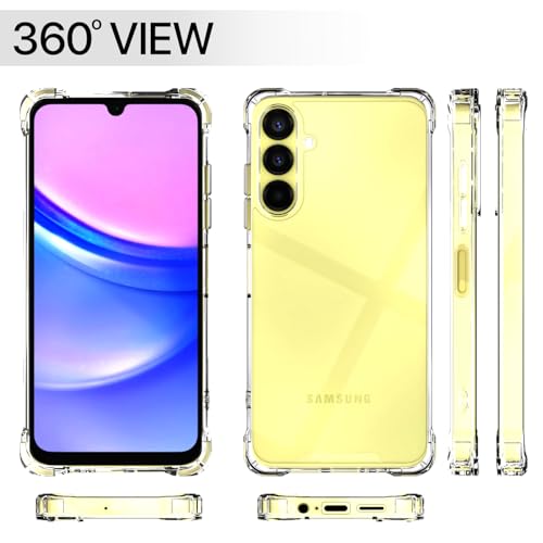 Image of Outlouders Back Cover for Samsung Galaxy A15 5G Clear Transparent PC + TPU Bumper Case with Raised Edges for Shockproof Protection(Transparent)