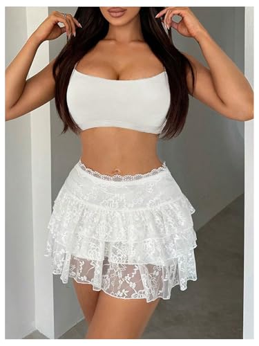 Women's Y2K Lace Ruffle Skirt Going Out Party Rave Club Date Night Mini Skirts4