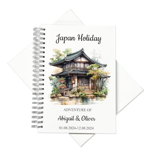 Personalised Japan Holiday Memory Scrapbook Journal Photo Albums (Japanese house on the river, A4 Portrait)