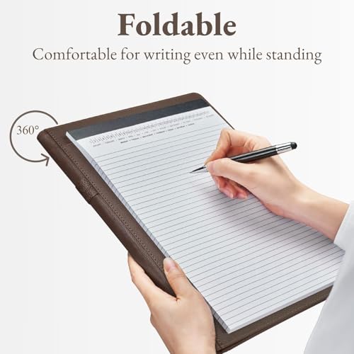 Image of Mymazn Padfolio Portfolio Folder, Faux Leather Interview Resume Folder with Document Organizer & Business Card Holder, Letter-Sized Notepad Legal Pad Holder for Men Women (Coffee)
