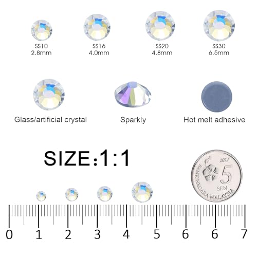 Image of Hotfix Rhinestones Bulk, 14400PCS Moonlight Hot Fix Rhinestones for Clothes DIY Decoration Crafts, Moonlight, SS20, 4.6-4.8mm