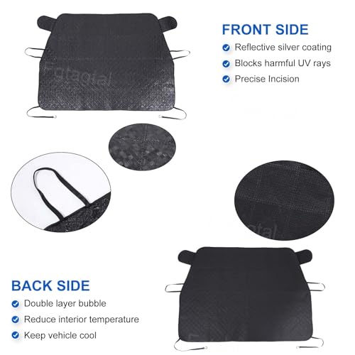 Image of Windshield Snow /Sunshade Cover Fit for Toyota Tundra 2022-2024, Front Windshield Protector, Car Front Windshield Cover from Snow, Rain, Sun, with Tool Free Installation(Black)