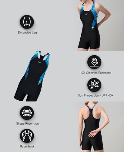 Image of Speedo Women's Endurance10 Classic Racerback Legsuit Swimming Costume | Chlorine Resistance | Shape Retention Fabric | UPF 40+ Sun Protection | Removable Bra Pads