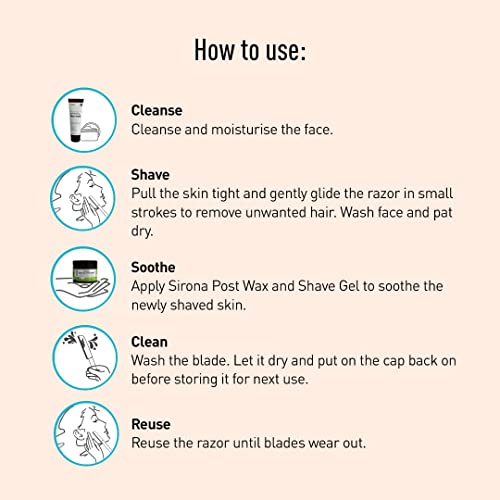 Sirona Face Razor for Women Facial Hair - Pack of 3 | Painless Facial Hair Removal | Eyebrow Shaper | For Eyebrows, Upper Lip, Forehead, Peach... - Image 7