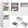 Pipishell 6-Shelf Hanging Closet Organizer with 2 Separable 3-Tier Shelves, 3 Drawers & Side Pockets Closet Organizers and Storage for Wardrobe Organization and Nursery Clothes Organizer, White