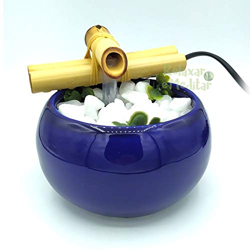 Fonte de Água Redonda em Cerâmica (Azul)