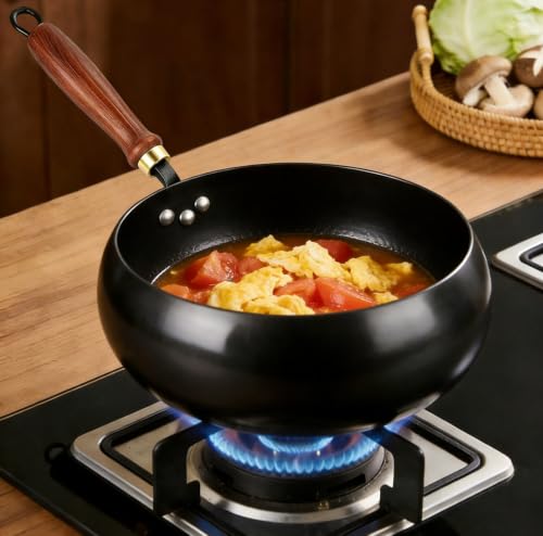 Wok en fer forgé à la main de 24 cm au design martelé traditionnel