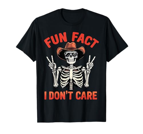 Fun Fact I Don’t Care Retro Skeleton with Sunglasses T-Shirt