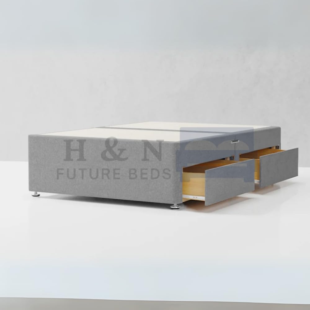 H & N FUTURE BEDS | Premium Divan Bed Base – No Drawers or 2/4 Storage Drawer Options | Available in 4FT Small Double (2 Drawers Right Hand Side)