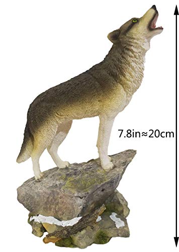 Howling Wolf Figurine On A Rock Grey Wolf Figure For Lodge And Rustic Cabin Decor Statues And Figurines, Wolf Sculpture Or Timberwolves Collectible Art Gifts #TOP3