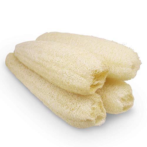 Esponjas de lufa orgánicas naturales grandes exfoliantes para ducha, baño, luffa, luffa, esponjas corporales para spa, belleza y piel radiante, paquete de 4