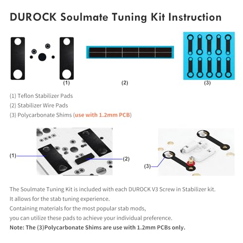 Image of DUROCK Stabilizers V3, Screw in Stabilizers with 2u, 6.25u, 7u Wires, PCB Mount for Mechanical Keyboards (Smokey 80% Kit)