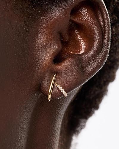 Gold Earrings for Women Trendy 14K Gold Plated Stud Earrings Dainty Minimalis Hypoallergenic CZ Earrings Jewelry Gifts for Her2