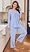 Bestbee Womens Pajama Set, 2 Piece Lounge Outfits Pleated Sleepwear Sets Long Sleeve Long Pants With Pockets Ladies Pjs, M, Spotted Blue