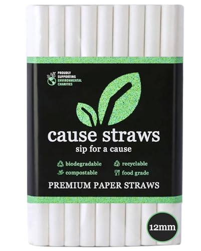 Image of (12mm, 50 Straws) | Biodegradable Boba Straws | White Colour | for Thick Shakes and Bubble Tea (Boba Tea) | Direct from Manufacturer