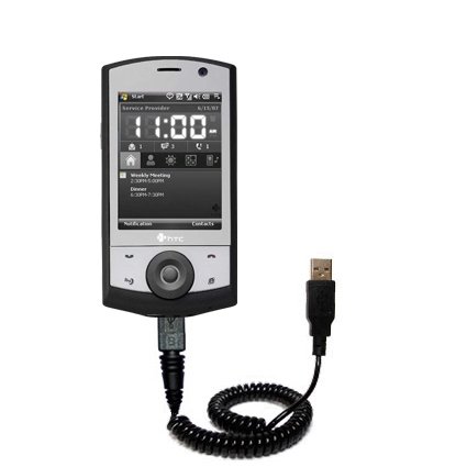 Gomadic Coiled Power Hot Sync USB Cable for The HTC Touch Cruise with Both Data and Charge Features - Uses TipExchange Technology