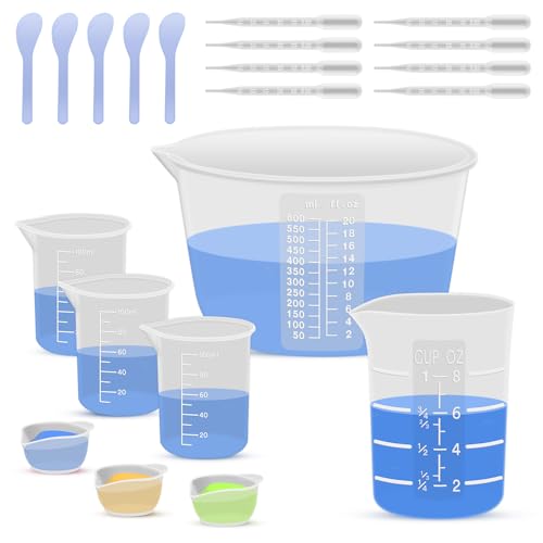 Silicone Resin Mixing Measuring Cups with Stir Sticks