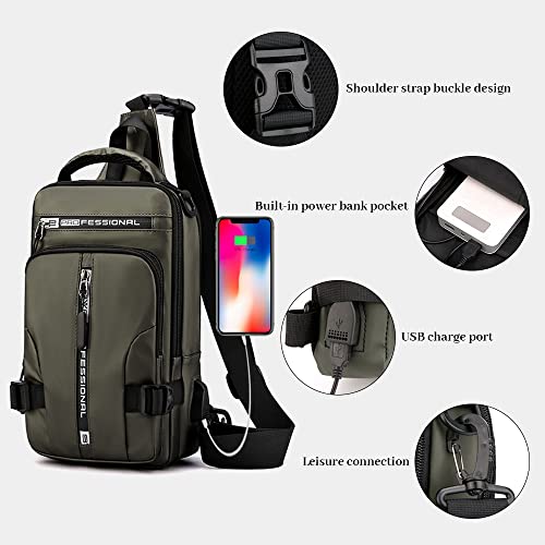 Jbb Waterproof Sling Bag Crossbody Backpack For Men Women Multipurpose Waist Pack With Usb Charging Port For Hiking Walking Blue #TOP7