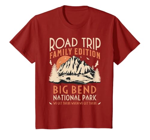 Big Bend US National Park Family Road Trip Vacation T-Shirt, Youth, Cranberry Red, Small