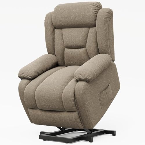Image of Amopatio Power Lift Recliner Chair for Elderly Indoor Living Room Reclining Chairs Lounge Chairs Single Sofa with Side Pockets and Remote Control for Bedroom(Brown)