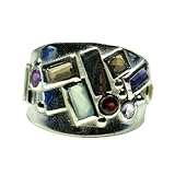 GemsOnClick Mujer Hombre Unisex plata de ley 925 plata de ley Mixed Piedra natural multicolor.