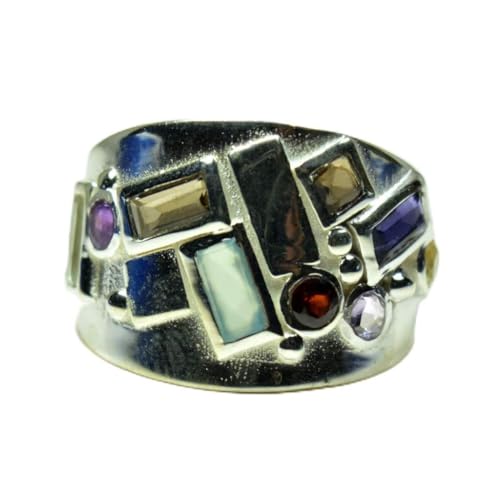 Argent 925 mixed pierres naturelles bague femme homme de créateur