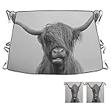 xigua Drinan Highland Cow Windshield Cover for Ice and Snow,Waterproof Sunshade Windshield Snow Cove