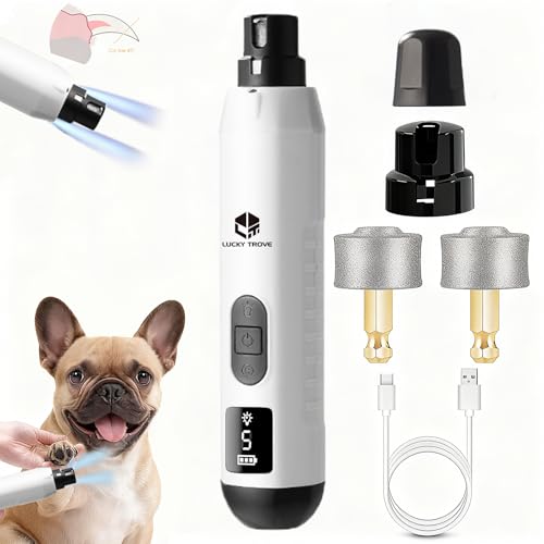 2026 Upgraded Silent Groom Pro Pet Nail Grinder,5-Speed Dog Nail Grinder with Led Light, 45db Quiet Painless Paws Grooming & Smoothing for Small Medium Large Dogs & Cats (1+2*Replacement Head) (White) - image 8