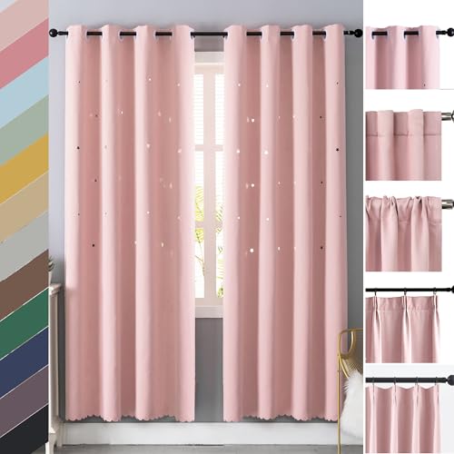 Image of Grommet Blackout Curtains Custom Size, Modern Aesthetic Room Darkening Light Filtering Curtains Bedroom Nursery Light Blocking Drapes for Living Room, Lightweight & Soft Window Treatments