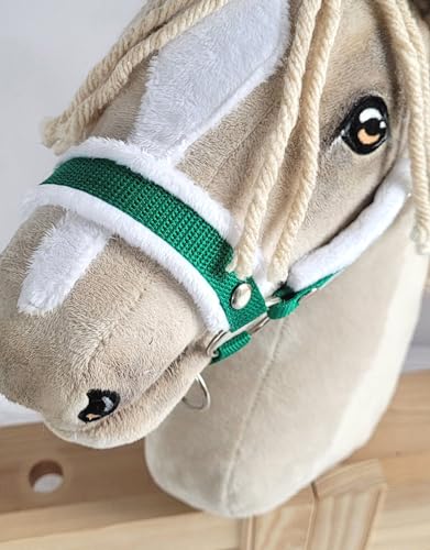 Cabestro A3 para Hobby Horse con pelo blanco y corbata verde 3