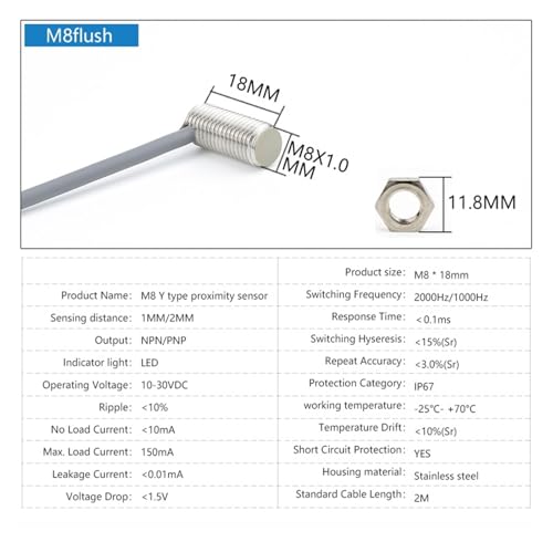 Capteur de proximite inductif M8 interrupteur haute precision type Y 2mm pour automate