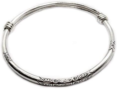 Sterling silver boho adjustable bangle bracelet