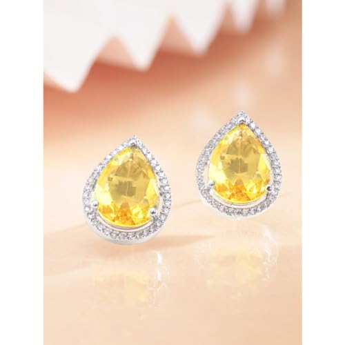 Image of Rubans Stud Earrings American Diamond Zirconia & Crystal Jewellery Gift for Women & Girls