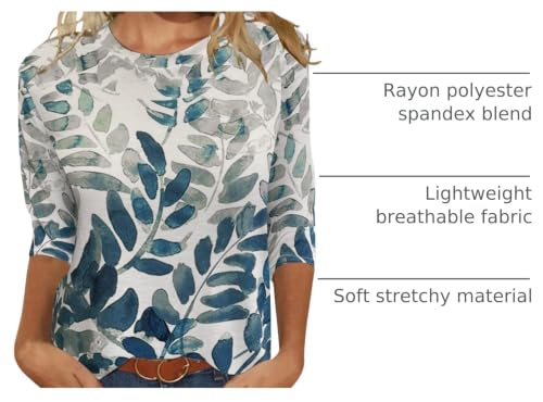 Image of JomeDesign Womens Tops 3 /4 Sleeve Shirts Round Neck Loose Casual Blouses Floral Print Tshirts