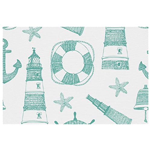 Set de table motif phare et ancre bleu mer pour une décoration de table océan - 2