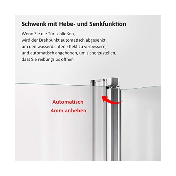 KOBEST 100x140cm Duschabtrennung Badaufsatz Badewanne Duschwand 2-teilig klappbar 6mm Duschwand Badewanne mit beidseitiger Nano-Beschichtung Glas – Bild 6