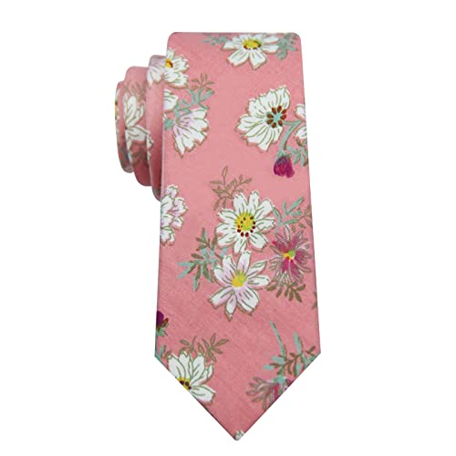 Image of Mantieqingway Floral Ties for Men Skinny Cotton Tie Flower Necktie