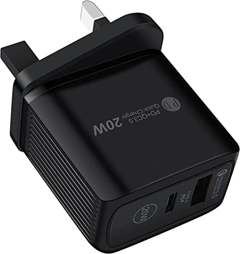 20W USB C Fast Charger Plug, 2 Port PD & QC 3.0 USB Type C Wall Plug Adapter for Samsung Galaxy S22/S21/S20/S10/S9/A13/A12/A22/A70, iPhone, Huawei