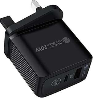 20W USB C Fast Charger Plug, 2 Port PD & QC 3.0 USB Type C Wall Plug Adapter for Samsung Galaxy S22/S21/S20/S10/S9/A13/A12/A22/A70, iPhone, Huawei