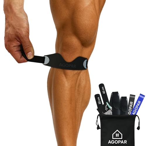 Agopar Pack Premium 2 Rodillera Rotuliana Deportiva + 2 Bandas Elásticas + 2 Correas + Guía Ejercicios| Cinta Rotuliana Estabilizadora y Transpirable | Alivio Ligamento, Menisco y Tendinitis