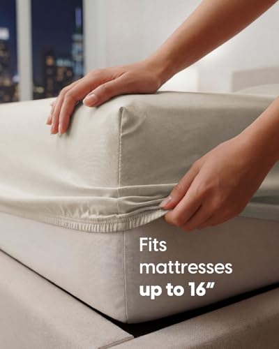 Image of Sleepy Town Twin XL Size Bed Sheets - 2 Piece - NO Flat Sheet Included - Twin XL Sheet Set - Soft, Comfy & Cooling - Easy Care - Wrinkle & Fade Free - Brushed Microfiber - Deep Pocket Sheets (Wheat)