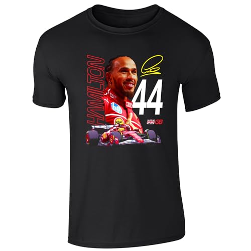 Image of Partisan Hamilton F1 T-Shirt Kids - Black 100% Cotton (UK, Age, 3 Years, 4 Years, Regular, Black)
