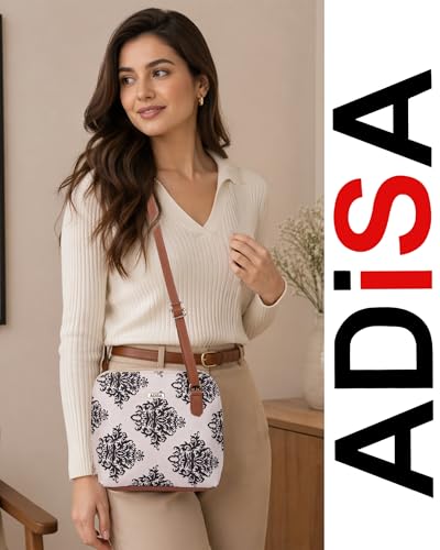 Image of ADISA Women Girls Floral Print Faux Leather Sling Bag Crossbody