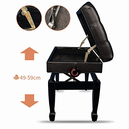 TEmkin Banc de Piano en Bois, Tabouret de Clavier Solo Confortable, Tabouret de Piano de Luxe avec Rangement, 58 x 38 x 49-59 cm, Noir - Les Beatles, Paul McCartney, John Lennon, RIngo Starr, George Harrison TEmkin Banc de Piano en Bois, Tabouret de Clavier Solo Confortable, Tabouret de Piano de Luxe avec Rangement, 58 x 38 x 49-59 cm, Noir – Image 5