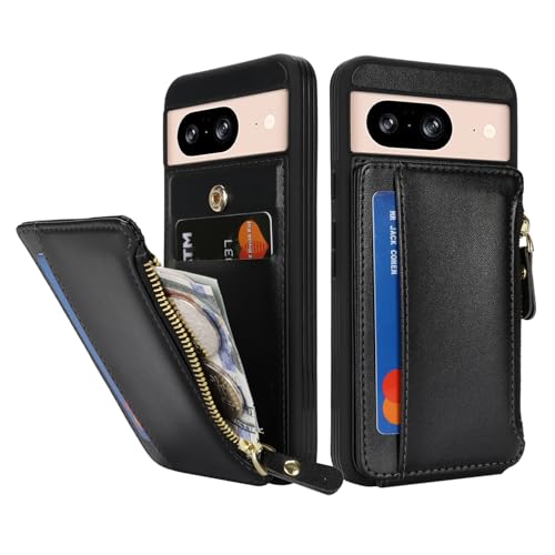 Image of Cavor for Google Pixel 8 Case Wallet with Card Holder, Black